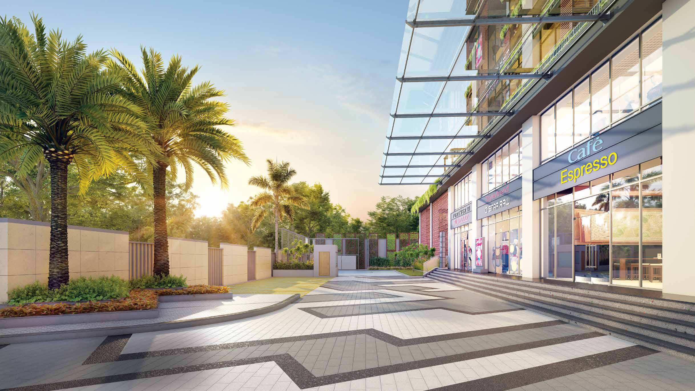 Entrance Driveway Plaza & Water Cascades