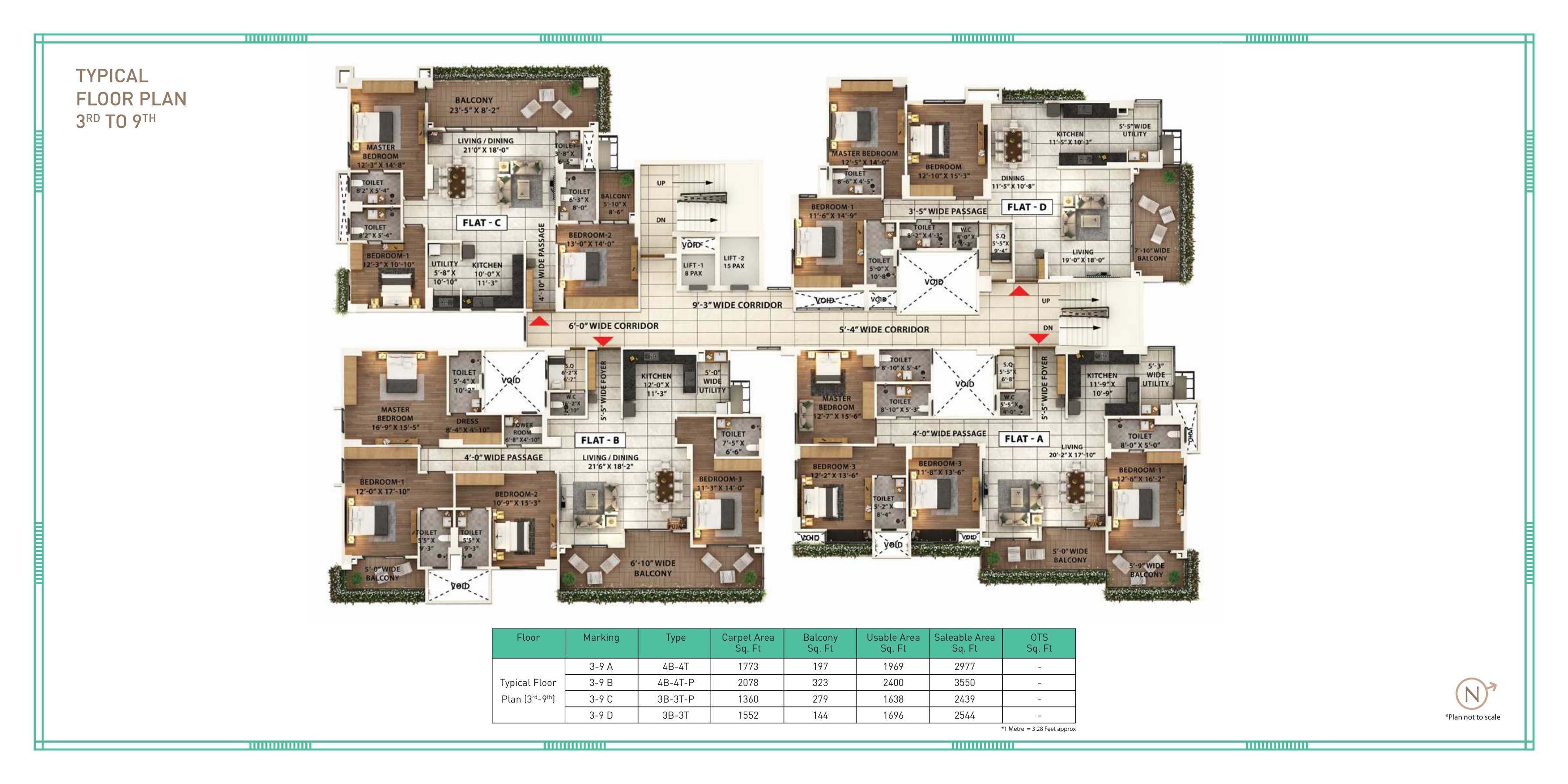 Typical Floor Plan (3rd to 9th Floor)